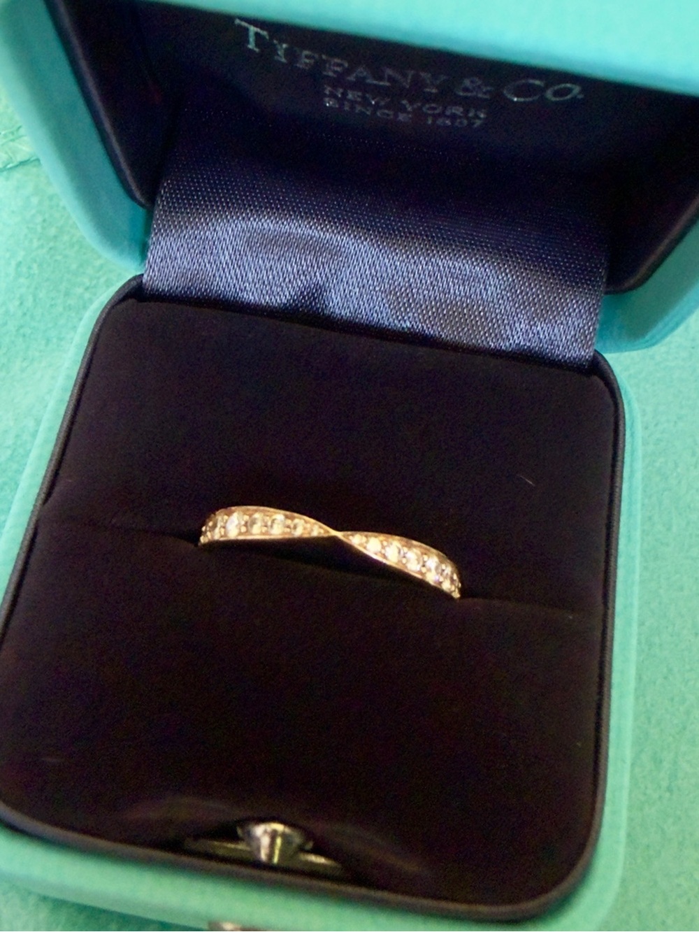 Tiffany & Co. HARMONY Diamond 18k Rose Gold Band Ring size 5.5